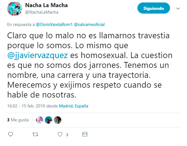 Nacha la Macha acusa a ‘Sálvame’ de homofobia: “Las travestis tenemos nombre”